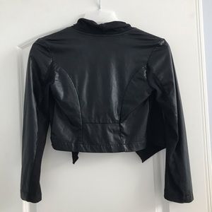 Black Leather Accent Cardigan